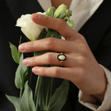 Vintage Elegant Enamel Opal Ring - floysun