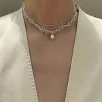 Vintage Elegant Lace Pull Adjustable Long Y-Drop Freshwater Pearl Necklace - floysun