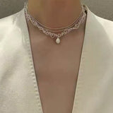 Vintage Elegant Lace Pull Adjustable Long Y-Drop Freshwater Pearl Necklace - floysun