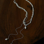 Vintage Elegant Lace Pull Adjustable Long Y-Drop Freshwater Pearl Necklace - floysun