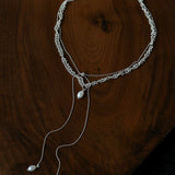Vintage Elegant Lace Pull Adjustable Long Y-Drop Freshwater Pearl Necklace - floysun