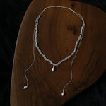 Vintage Elegant Lace Pull Adjustable Long Y-Drop Freshwater Pearl Necklace - floysun