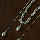 Vintage Elegant Lace Pull Adjustable Long Y-Drop Freshwater Pearl Necklace - floysun