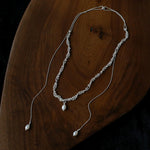 Vintage Elegant Lace Pull Adjustable Long Y-Drop Freshwater Pearl Necklace - floysun