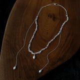 Vintage Elegant Lace Pull Adjustable Long Y-Drop Freshwater Pearl Necklace - floysun