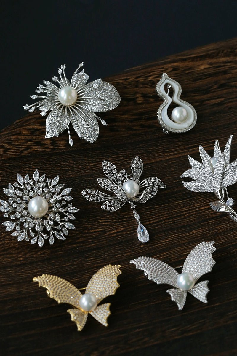 Vintage Elegant Natural Pearl Gourd Flower Brooch - floysun