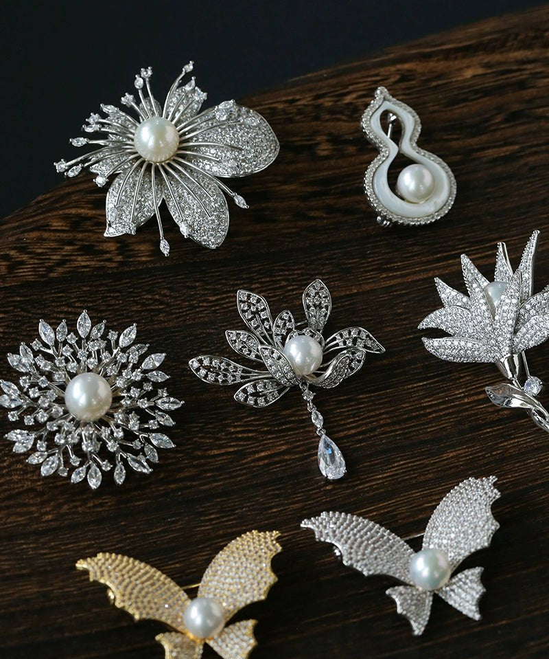 Vintage Elegant Natural Pearl Gourd Flower Brooch - floysun