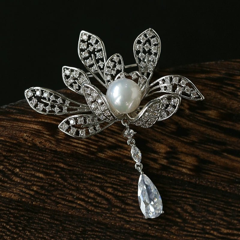 Vintage Elegant Natural Pearl Gourd Flower Brooch - floysun