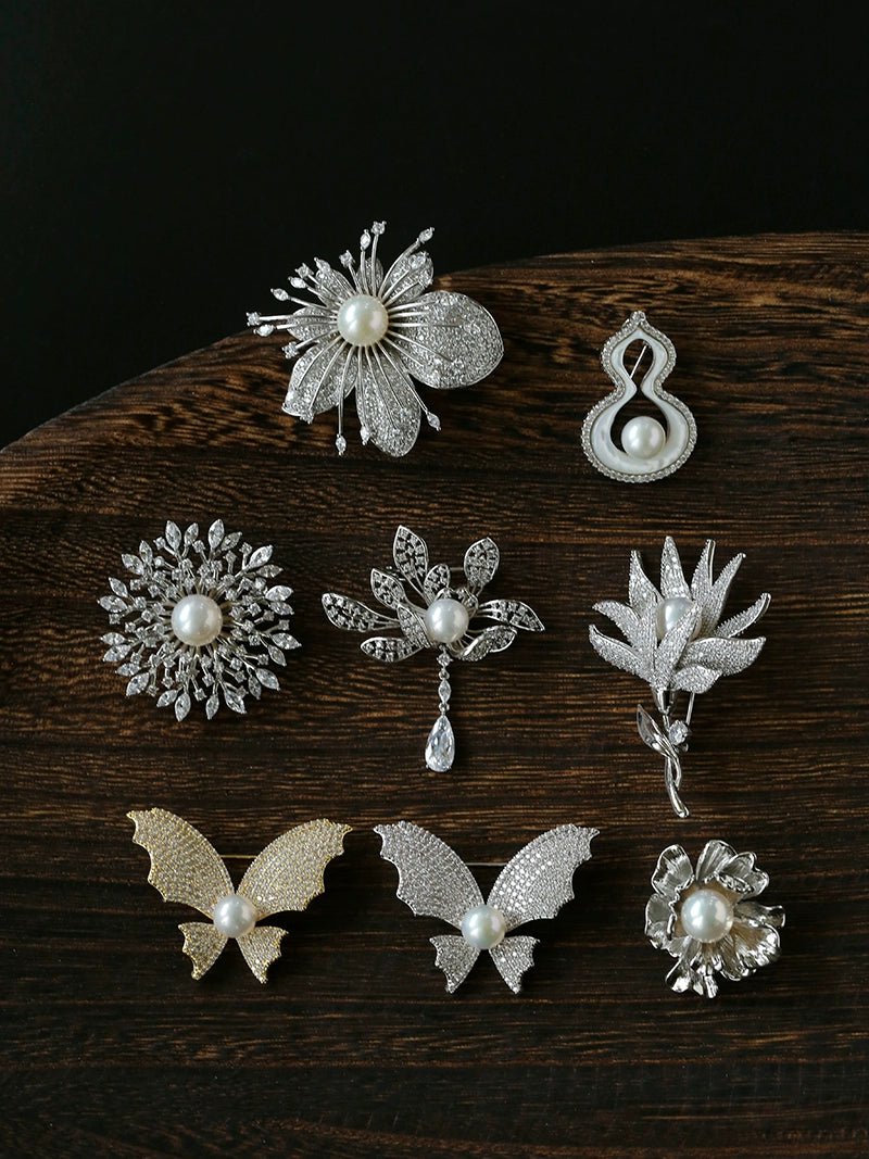 Vintage Elegant Natural Pearl Gourd Flower Brooch - floysun