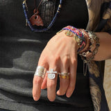 Vintage Embrace Poseidon 925 Sterling Silver Open Band Ring - floysun