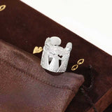 Vintage Embrace Poseidon 925 Sterling Silver Open Band Ring - floysun