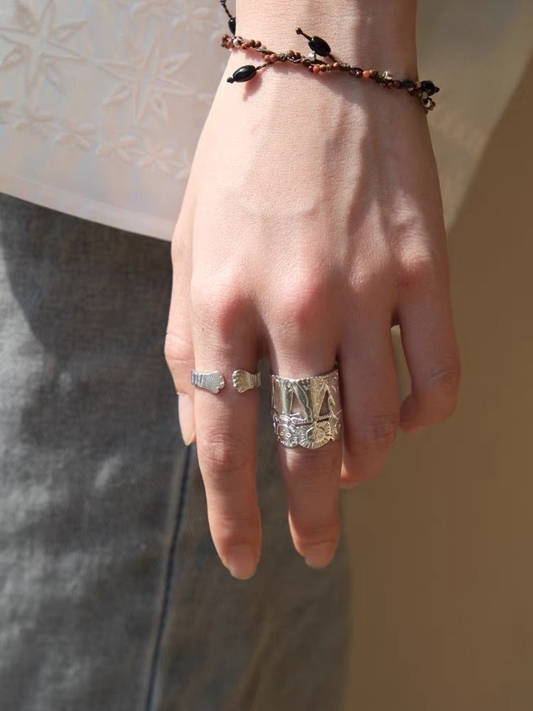 Vintage Embrace Poseidon 925 Sterling Silver Open Band Ring - floysun
