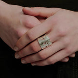 Vintage Embrace Poseidon 925 Sterling Silver Open Band Ring - floysun