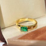 Vintage Emerald Octagram Ring - floysun