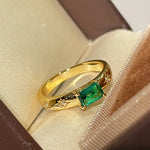 Vintage Emerald Octagram Ring - floysun