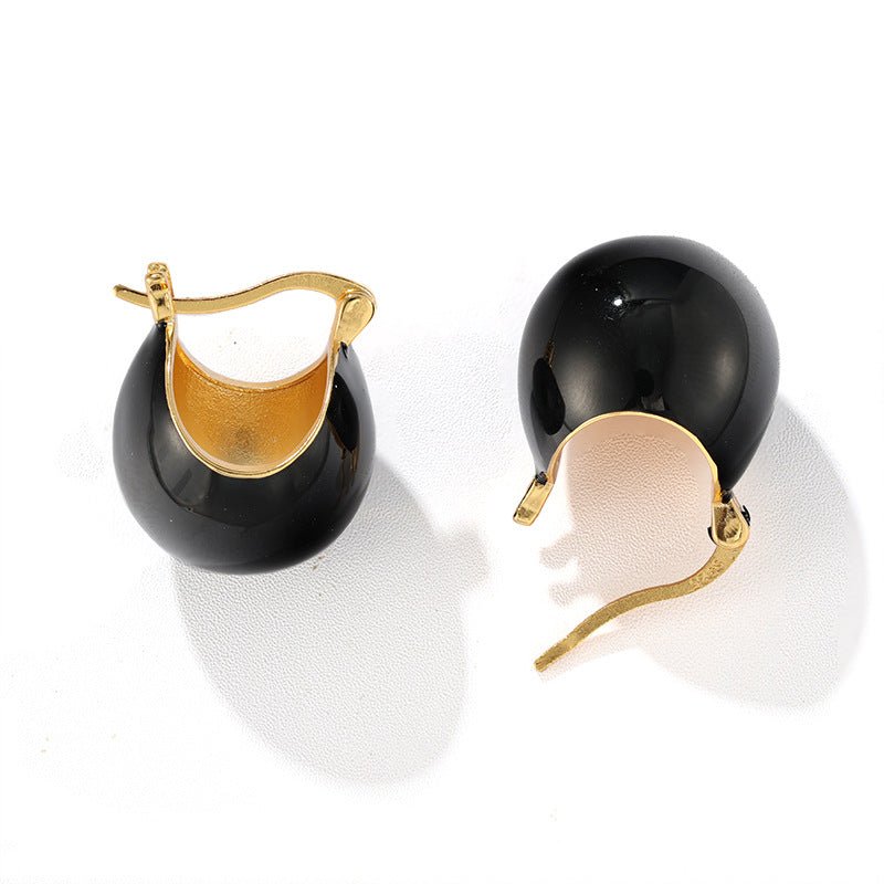 Vintage Enamel Sphere Hoop Earrings - floysun