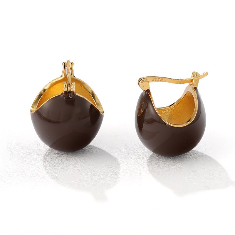 Vintage Enamel Sphere Hoop Earrings - floysun