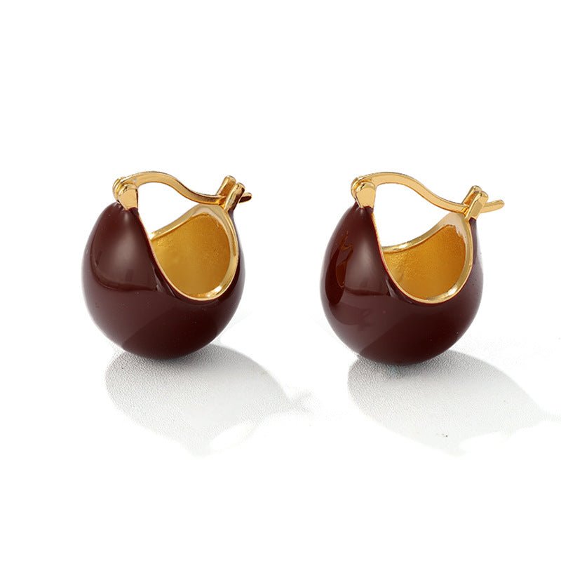 Vintage Enamel Sphere Hoop Earrings - floysun