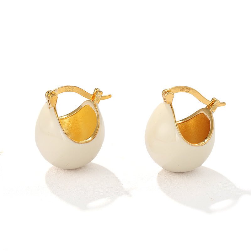 Vintage Enamel Sphere Hoop Earrings - floysun