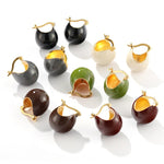 Vintage Enamel Sphere Hoop Earrings - floysun