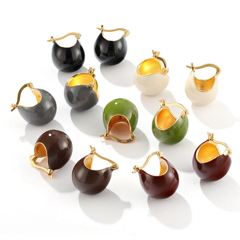 Vintage Enamel Sphere Hoop Earrings - floysun