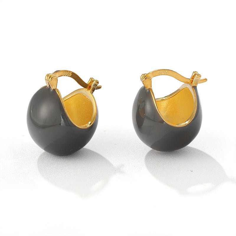 Vintage Enamel Sphere Hoop Earrings - floysun