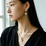 Vintage Flame & Natural Clear Quartz Heart Drop Earrings - floysun