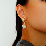 Vintage Flame & Natural Clear Quartz Heart Drop Earrings - floysun