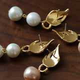 Vintage Flame Wing Natural Freshwater Pearl Drop Earrings - floysun