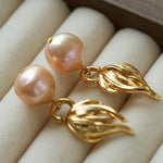 Vintage Flame Wing Natural Freshwater Pearl Drop Earrings - floysun