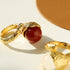 Vintage Floral Orb White Crystal and Red Onyx Rings - floysun