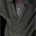 Vintage Floral Relief Geometric Cubic Zirconia Pendant Necklace - floysun