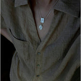 Vintage Floral Relief Geometric Cubic Zirconia Pendant Necklace - floysun