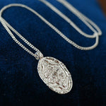Vintage Floral Relief Geometric Cubic Zirconia Pendant Necklace - floysun