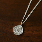 Vintage Floral Relief Geometric Cubic Zirconia Pendant Necklace - floysun