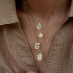 Vintage Floral Relief Geometric Cubic Zirconia Pendant Necklace - floysun
