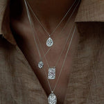 Vintage Floral Relief Geometric Cubic Zirconia Pendant Necklace - floysun