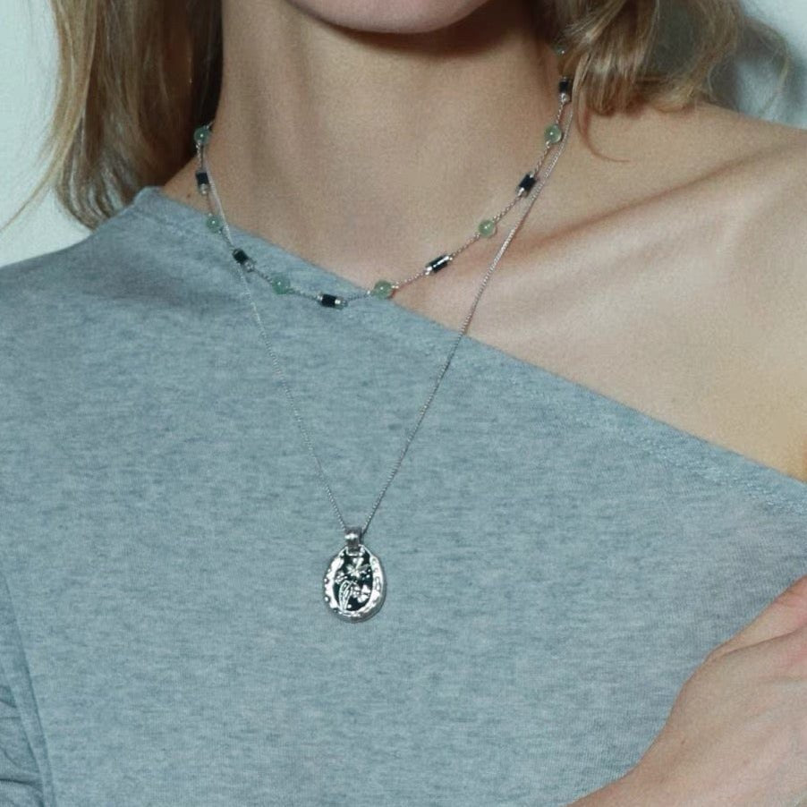 Vintage Four-Leaf Clover Enamel Pendant Necklace - floysun