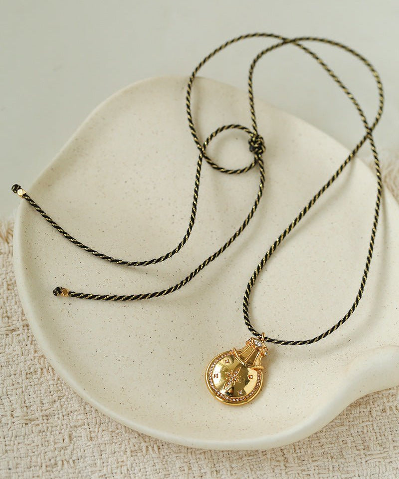 Vintage Four-Pointed Star Perfume Bottle Adjustable Braided Cord Necklace - floysun