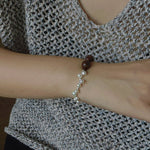 Vintage Fusion Freshwater Pearl & Sandalwood Beaded Bracelet - floysun