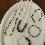 Vintage Fusion Freshwater Pearl & Sandalwood Beaded Bracelet - floysun