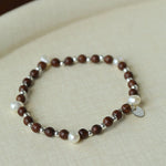 Vintage Fusion Freshwater Pearl & Sandalwood Beaded Bracelet - floysun