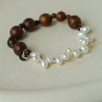 Vintage Fusion Freshwater Pearl & Sandalwood Beaded Bracelet - floysun