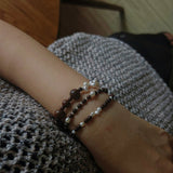 Vintage Fusion Freshwater Pearl & Sandalwood Beaded Bracelet - floysun