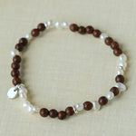 Vintage Fusion Freshwater Pearl & Sandalwood Beaded Bracelet - floysun