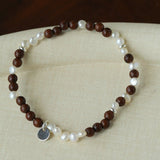 Vintage Fusion Freshwater Pearl & Sandalwood Beaded Bracelet - floysun