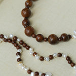 Vintage Fusion Freshwater Pearl & Sandalwood Beaded Necklace - floysun