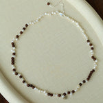 Vintage Fusion Freshwater Pearl & Sandalwood Beaded Necklace - floysun