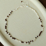 Vintage Fusion Freshwater Pearl & Sandalwood Beaded Necklace - floysun