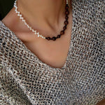 Vintage Fusion Freshwater Pearl & Sandalwood Beaded Necklace - floysun
